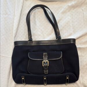 Dooney and Bourke Black Leather/canvas Tote Bag